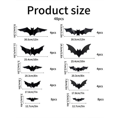 72 Pack Remote Control Light-Up 3D Halloween Bat Wall Decor – Flashing Bat Stickers for Indoor Party, Bedroom, Bathroom Mirror, Garage & Door Decorations