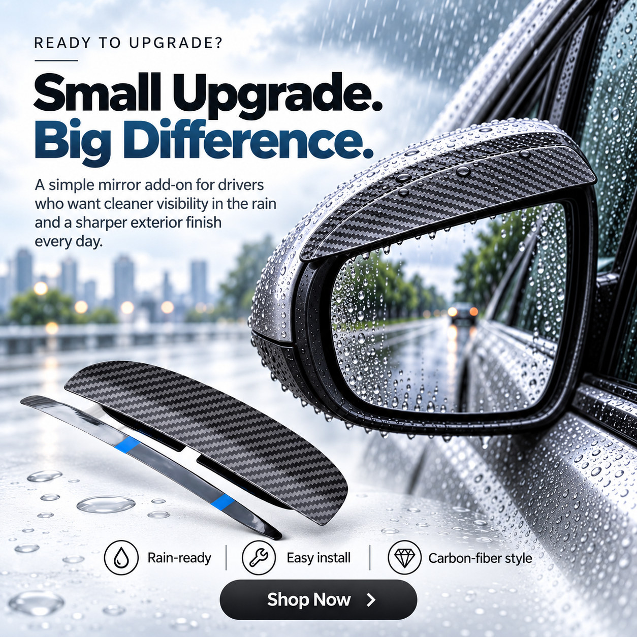 🚗 RainShield Pro™ Car Mirror Rain Visor（2pcs）
