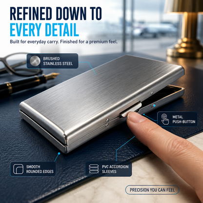 RFID-Blocking Stainless Steel Card Wallet – 6/10-Card Slim Organizer