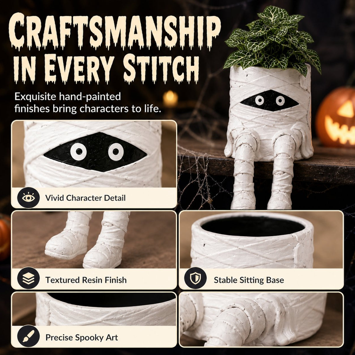 Halloween whimsical hanging leg planter skeleton fall decoration