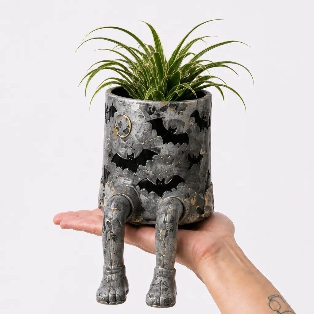 Halloween whimsical hanging leg planter skeleton fall decoration