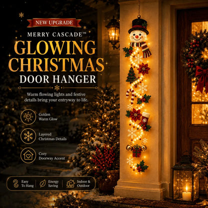 ⏳ Last Day 49% OFF – 🎄MerryCascade™ Glowing Christmas Door Hanger | 6 Festive Lighted Designs with Warm Glow, Dimensional Details & Space-Saving Vertical Décor