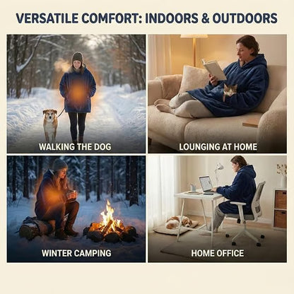 Heated Hoodie with Dog Pouch, Cat Hoodie Wearable Heated Blanket for Women and Men, Cozy Fleece Sweatshirt with Pet Pocket