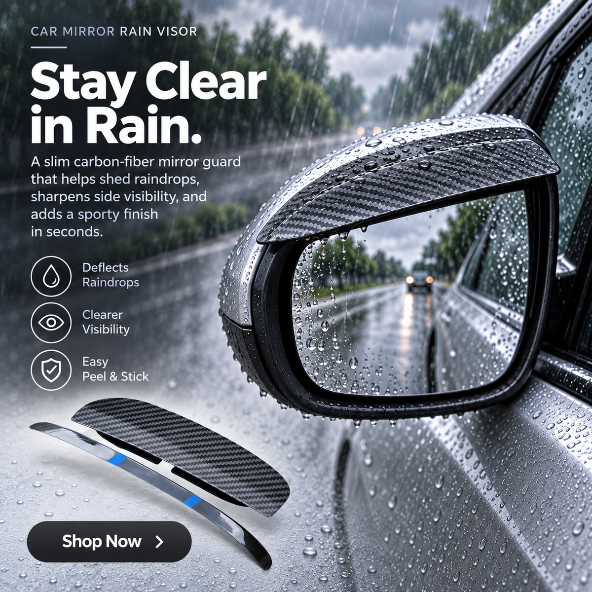 🚗 RainShield Pro™ Car Mirror Rain Visor（2pcs）