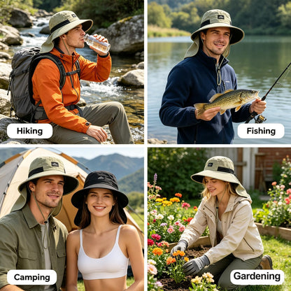 UPF 50+ Wide Brim Sun Hat with Neck Flap