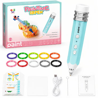 3D Pen Set for Kids, Low Heat Child-Safe 3D Pen with USB, 10 Rolls 50cm PCL Filament Refills, PLA Filament Bundle, Includes Stencil Book & Guide, STEM Arts Crafts Birthday Present for Ages 6+