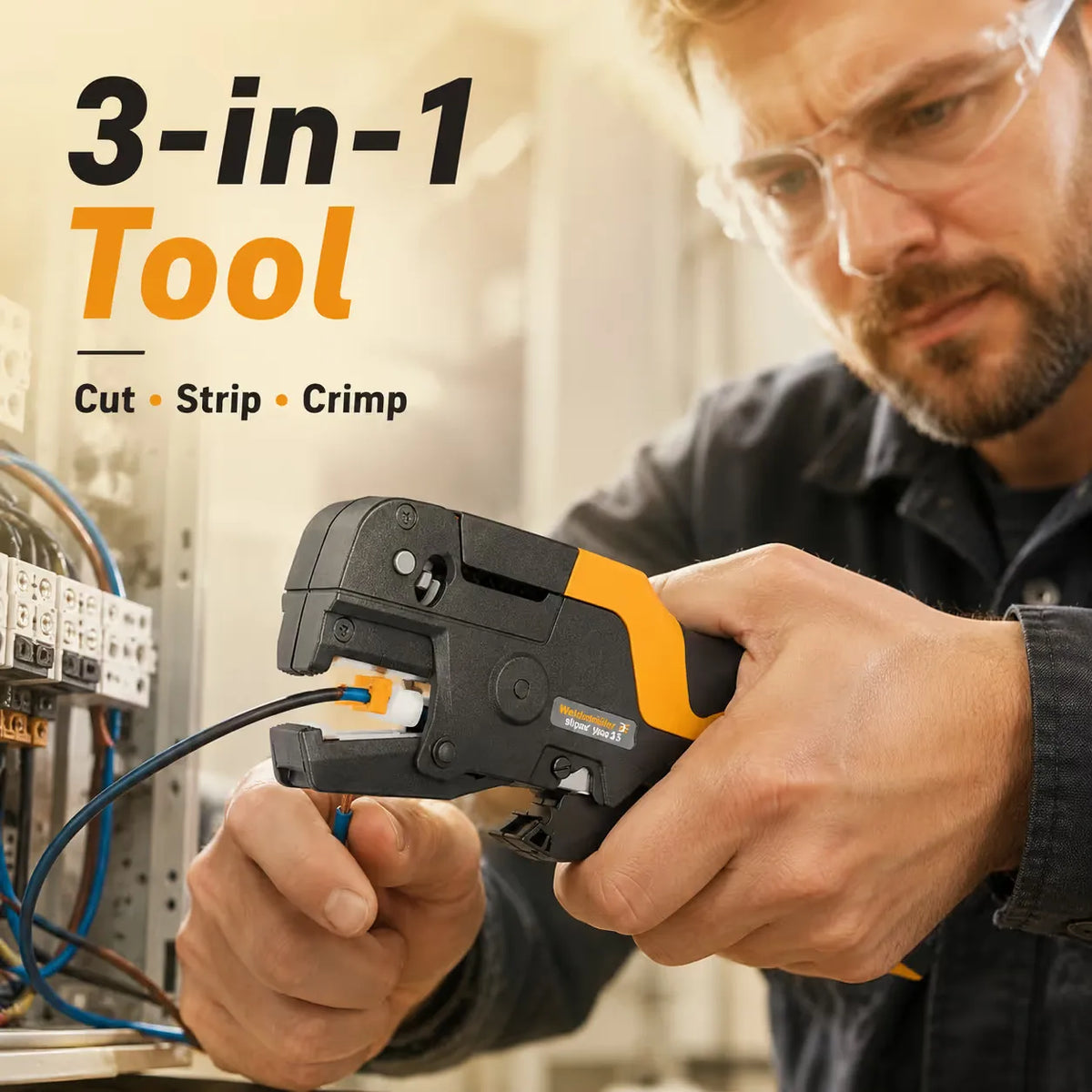 Multi-function wire ferrule crimping pliers cutting stripping and crimping tool