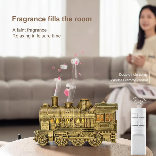 Train Diffuser 300ml, Aromatherapy Diffuser Cool Mist Ultrasonic Aroma Train Diffuser with Remote Control 2 Light 2 Mist Mode Auto Shut-Off for Bedroom Office