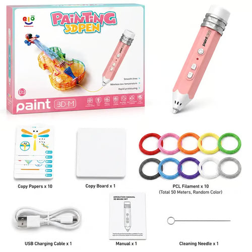 3D Pen Set for Kids, Low Heat Child-Safe 3D Pen with USB, 10 Rolls 50cm PCL Filament Refills, PLA Filament Bundle, Includes Stencil Book & Guide, STEM Arts Crafts Birthday Present for Ages 6+