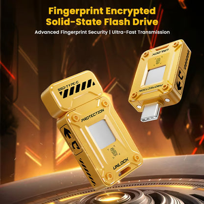FU80 USB-C & USB-A Pen Drive, Flash Drive, 560MB/s, Fingerprint Encryption, Metal Casing, Solid State, Plug & Play, Secure Storage