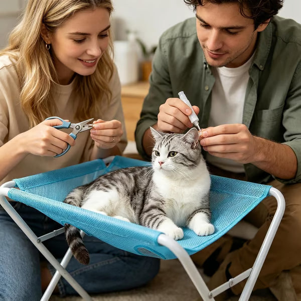 Pet Grooming Table - Breathable 8 Holes & Bite Resistant | Pet Grooming Table with Container for Puppy - Suitable for Cats Kittens Puppies Cutting Claws Cleaning
