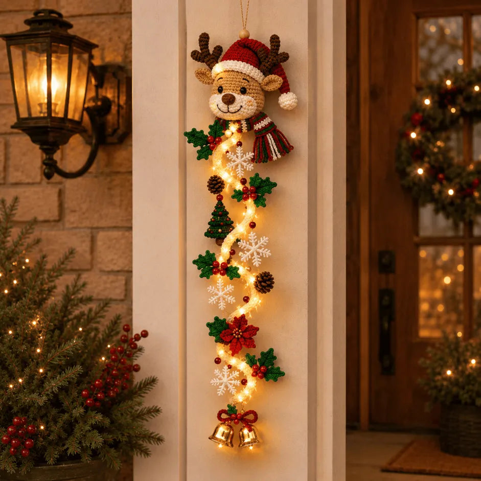 ⏳ Last Day 49% OFF – 🎄MerryCascade™ Glowing Christmas Door Hanger | 6 Festive Lighted Designs with Warm Glow, Dimensional Details & Space-Saving Vertical Décor