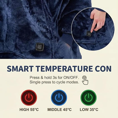 Heated Hoodie with Dog Pouch, Cat Hoodie Wearable Heated Blanket for Women and Men, Cozy Fleece Sweatshirt with Pet Pocket