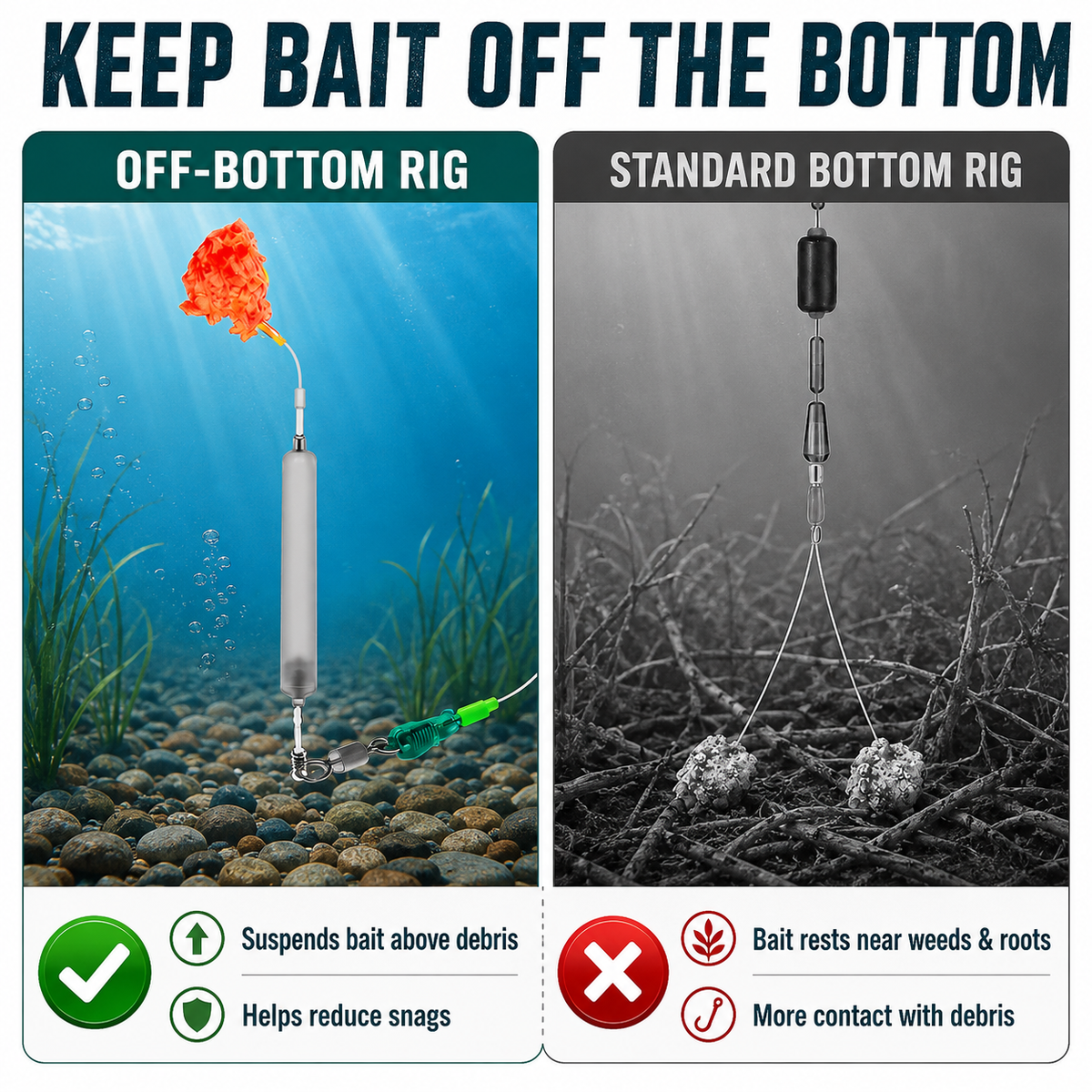 🎣 Pre-Tied Off Bottom Fishing Rig | Anti-Snag Floating Bottom Hook Leaders