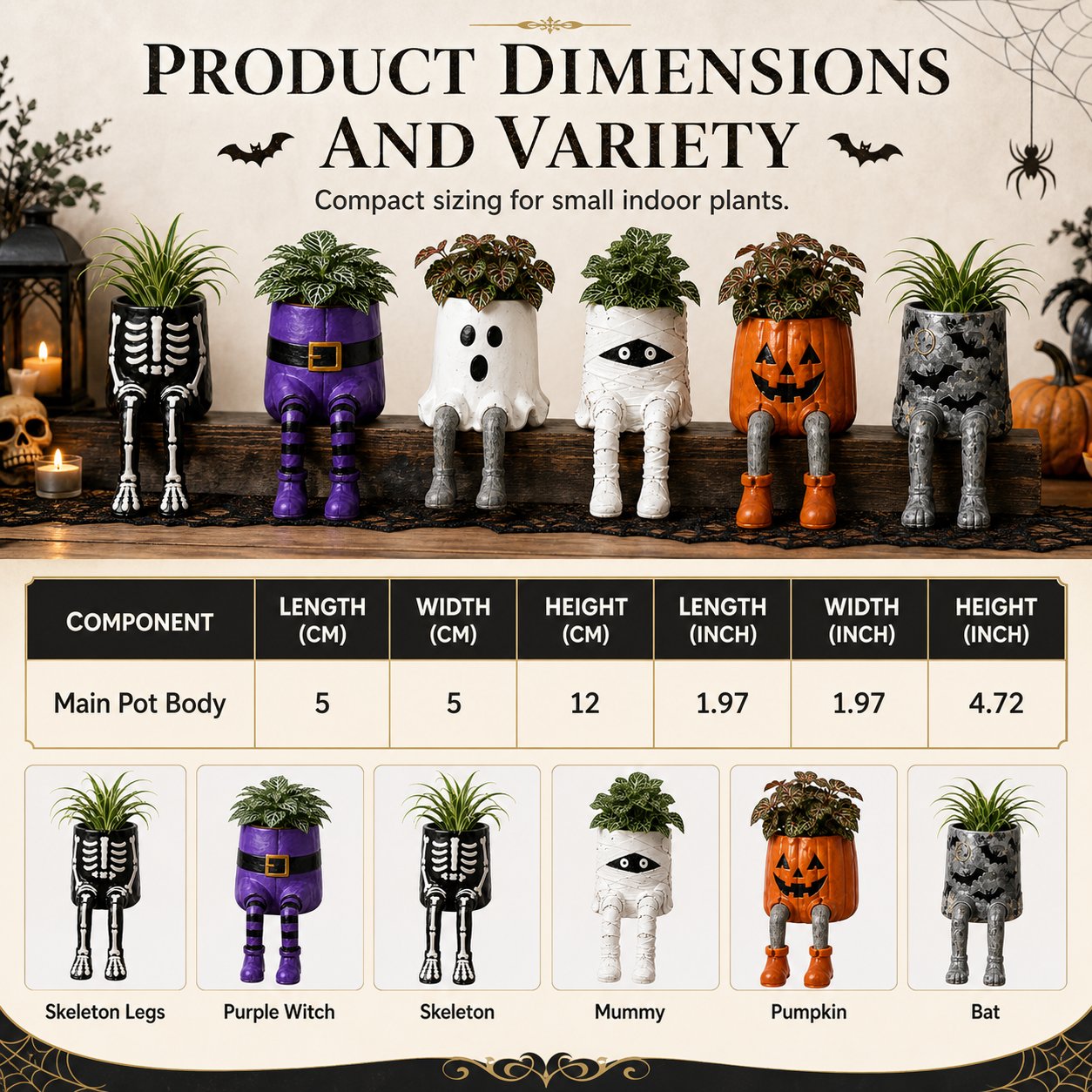 Halloween whimsical hanging leg planter skeleton fall decoration