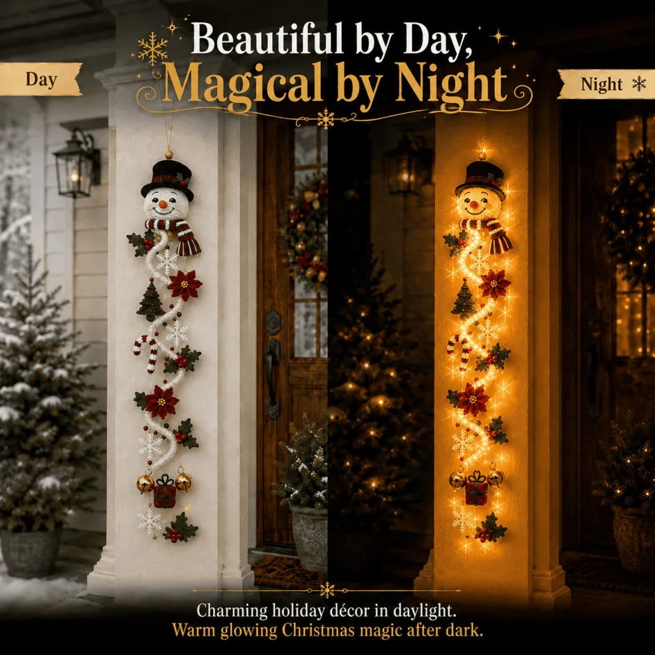 ⏳ Last Day 49% OFF – 🎄MerryCascade™ Glowing Christmas Door Hanger | 6 Festive Lighted Designs with Warm Glow, Dimensional Details & Space-Saving Vertical Décor
