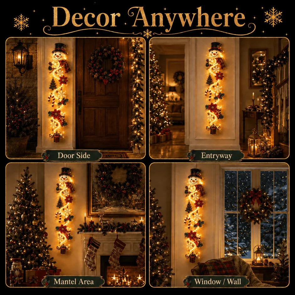 ⏳ Last Day 49% OFF – 🎄MerryCascade™ Glowing Christmas Door Hanger | 6 Festive Lighted Designs with Warm Glow, Dimensional Details & Space-Saving Vertical Décor