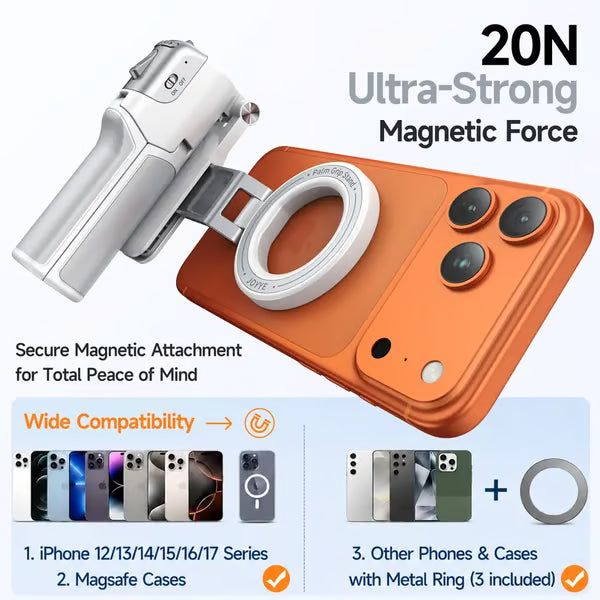 3-in-1 Compact Metal Selfie Stick-Tripod for Cellphone- Black Selfie Stick Kit + Light with Quick Magnetic Setup, Adjustable Holder, Rotatable Stabilizer, Extendable Remote, 3 Rings, Fill Light Ready Mobile Accessory, Selfie Sti