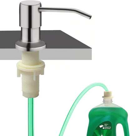 Dish Soap Dispenser for Kitchen Sink (Brushed Nickel), Countertop Sink Soap Dispenser Water Pump with 47” No-Spill Extension Tube Kit Design for Kitchen Bathroom, No More Refills
