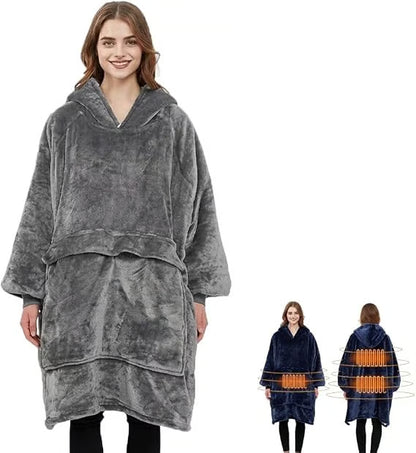 Heated Hoodie with Dog Pouch, Cat Hoodie Wearable Heated Blanket for Women and Men, Cozy Fleece Sweatshirt with Pet Pocket