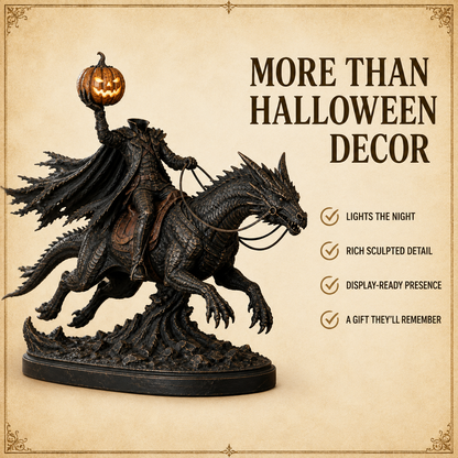 Spooky Headless Horseman on dragon Halloween display piece