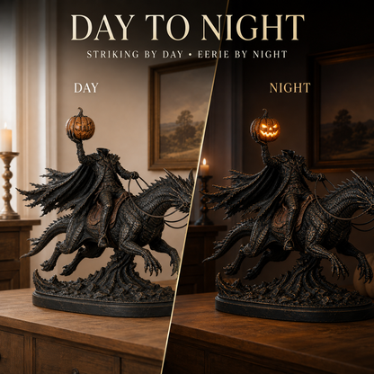 Gothic Headless Horseman riding dragon figurine alternate view