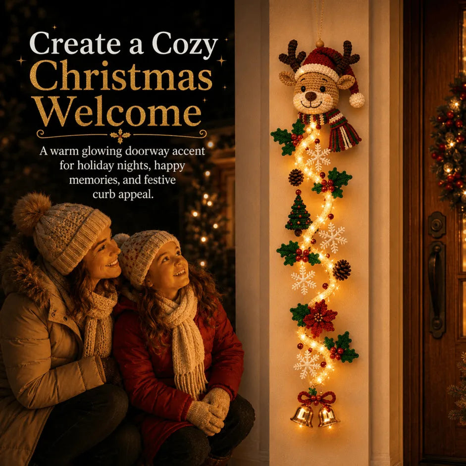 ⏳ Last Day 49% OFF – 🎄MerryCascade™ Glowing Christmas Door Hanger | 6 Festive Lighted Designs with Warm Glow, Dimensional Details & Space-Saving Vertical Décor
