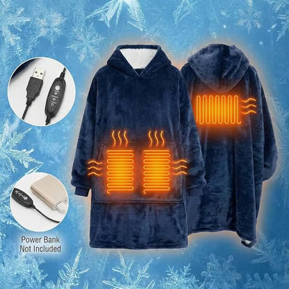 Heated Hoodie with Dog Pouch, Cat Hoodie Wearable Heated Blanket for Women and Men, Cozy Fleece Sweatshirt with Pet Pocket