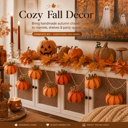 DIY Paper Pumpkin Garland Craft Kit – Fall & Halloween Decoration Set for Home, Parties & Kids Crafts