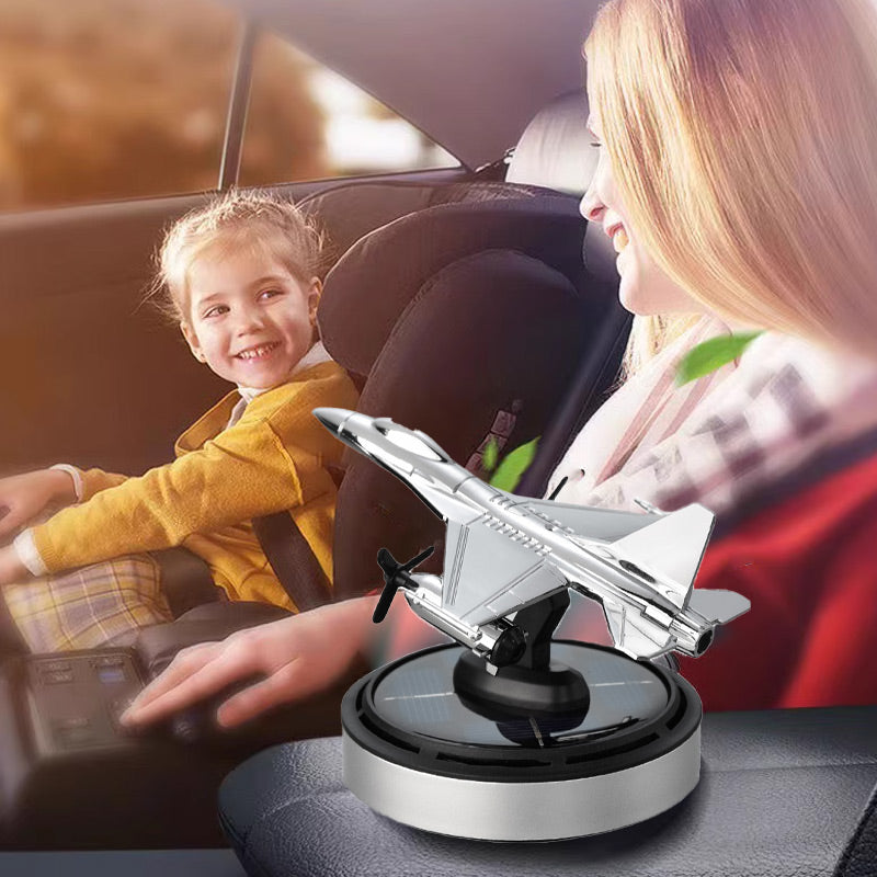 Solar airplane car ornament used inside family vehicle interior